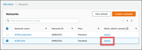The Networks page.