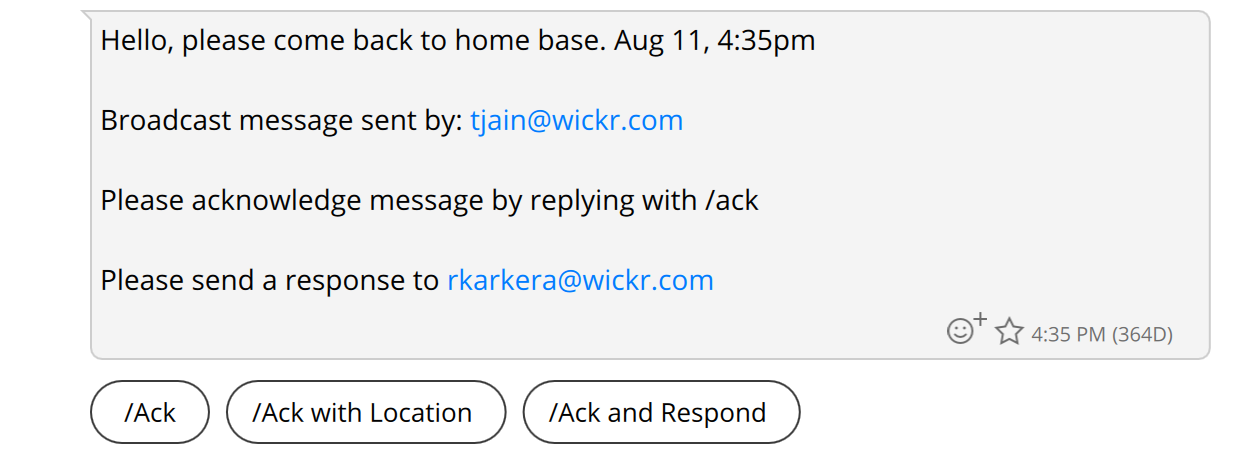 Broadcast confirmation and status message after successful send.