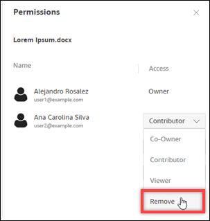 
                        A cursor selecting Remove on the Contributor menu.
                    