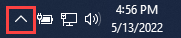 
                           The up-arrow icon in the Windows taskbar. Select the arrow to open a menu of icons.
                       