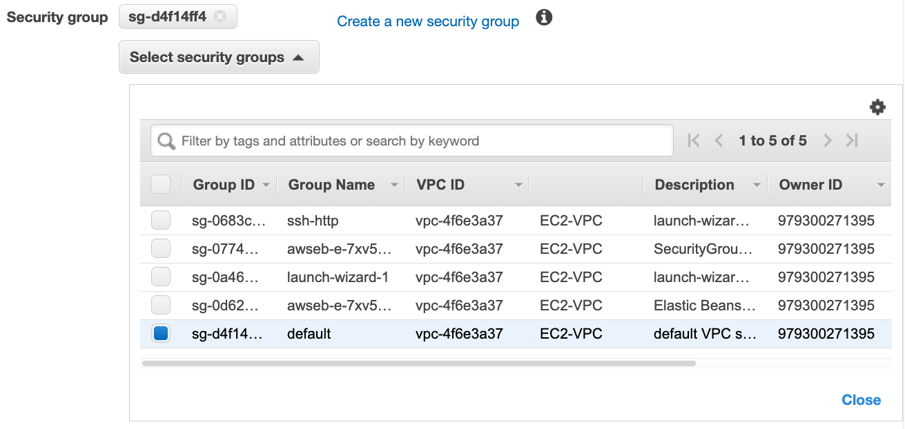 
            Select security groups.
          