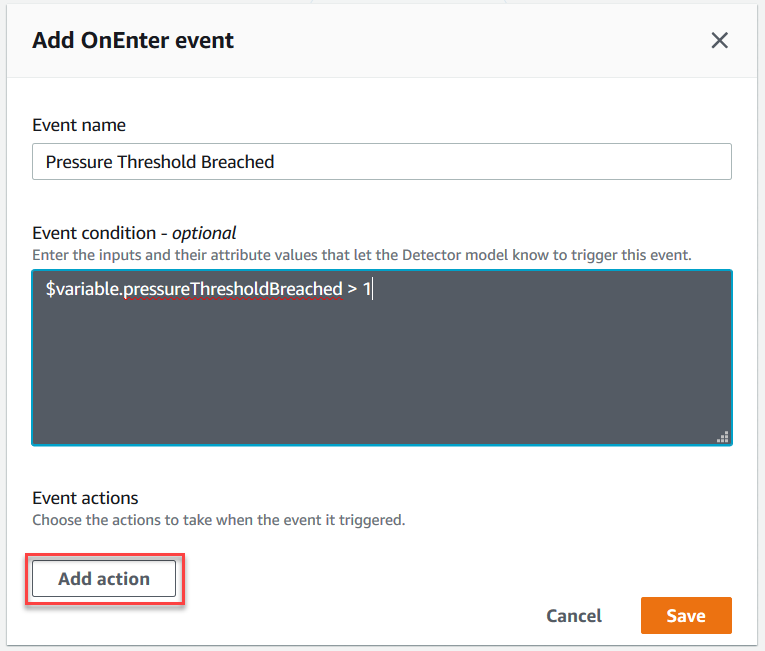 
            Create a detector model in the AWS IoT Events console.
          