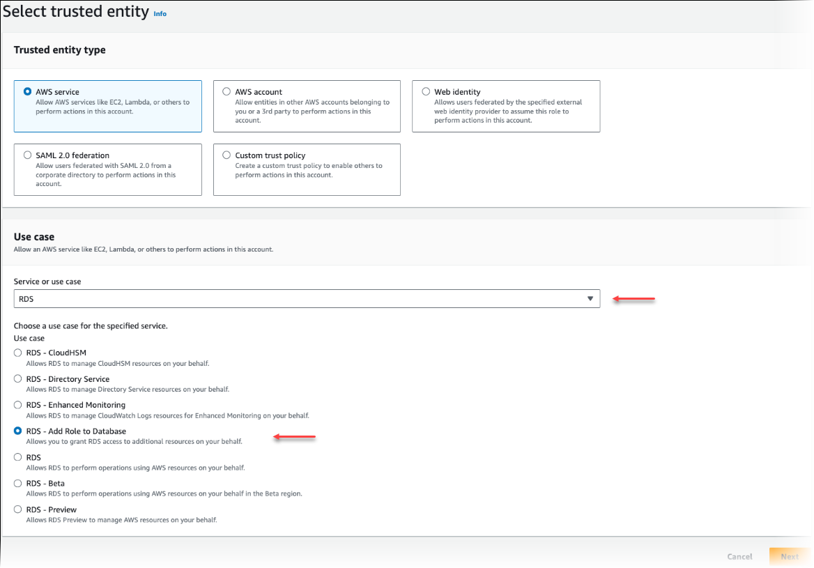 Creazione di un ruolo per Aurora Postgre per SQL lavorare con Amazon Bedrock.