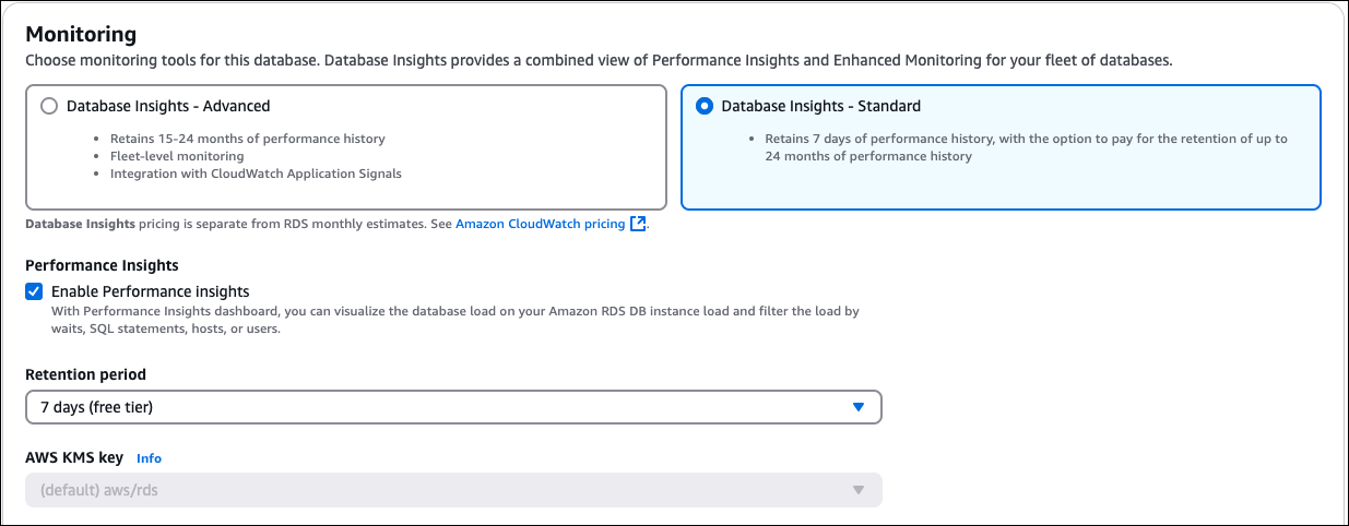 Modifica Performance Insights durante la modifica del cluster DB con la console.