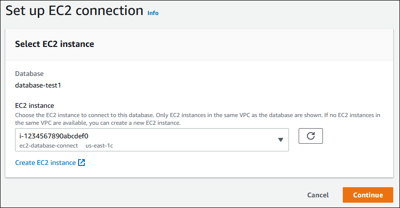 Pagina Configura connessione EC2.