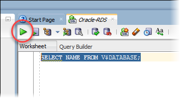 Esecuzione di una query in Oracle SQL Developer tramite l'icona apposita