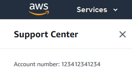 Supporto Pagina centrale che mostra il numero dell'account.