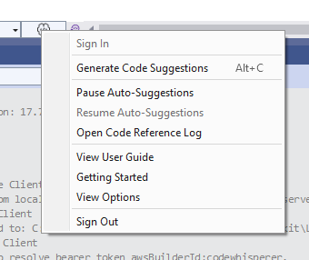 Il menu Strumenti per sviluppatori in Visual Studio.