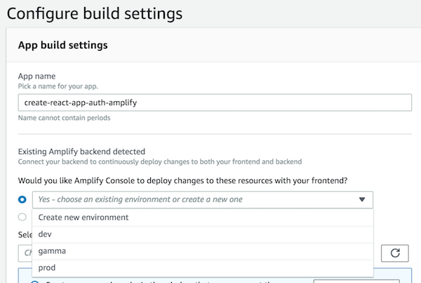 
            Schermata della sezione Configura le impostazioni di build nella console Amplify.
         