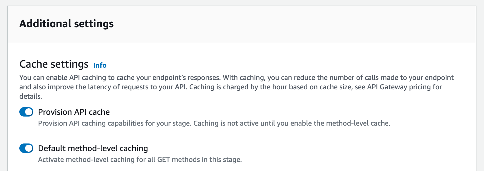 Attiva la cache dell'API di provisioning e la memorizzazione nella cache predefinita a livello di metodo.