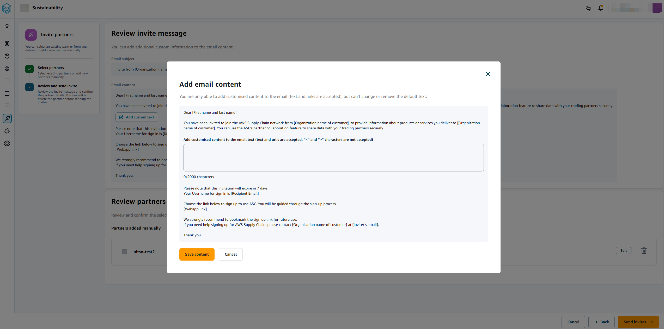 Email personalizzata ai partner