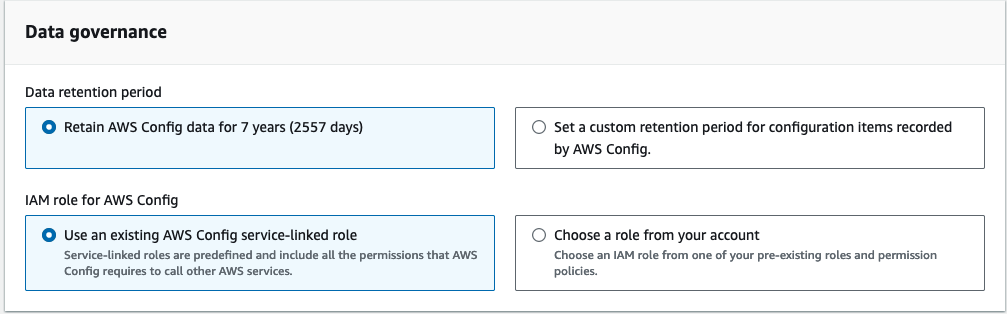 
                AWS Configesempio di periodo di conservazione.
            