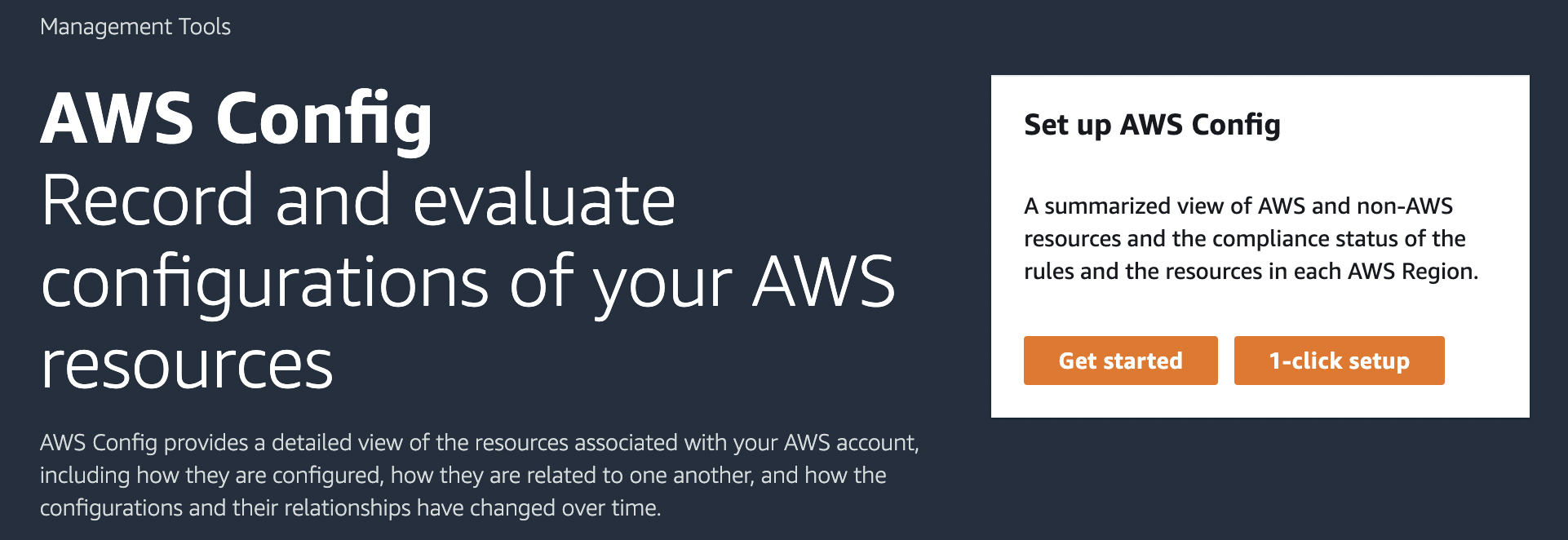 
          La pagina AWS Config introduttiva fornisce una panoramica del servizio.
        