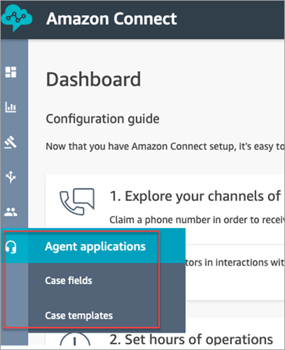 Menu di navigazione, opzione delle applicazioni dell'agente.