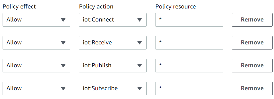 La pagina per creare una policy.