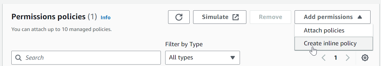 Crea una policy in linea nella console IAM