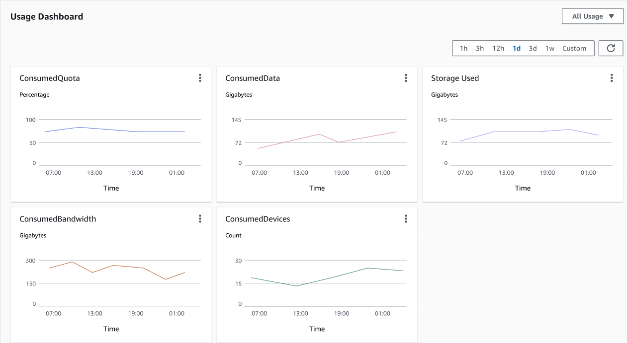 Questa è un'immagine di esempio della dashboard di utilizzo.