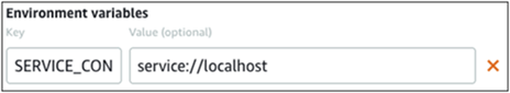 Distribuzione di container con una variabile di ambiente localhost nella console Lightsail