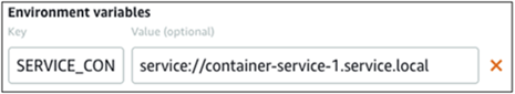 Distribuzione di container con una variabile di ambiente di dominio privato nella console Lightsail