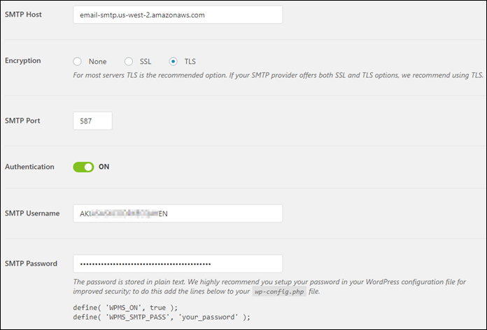 
            Impostazioni SMTP settings per il plugin SMTP WP Mail.
          