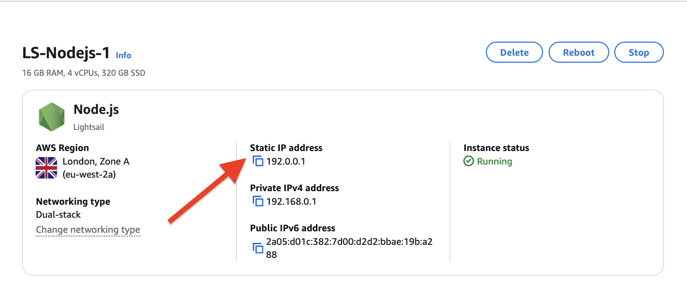 Copia l'IP statico
