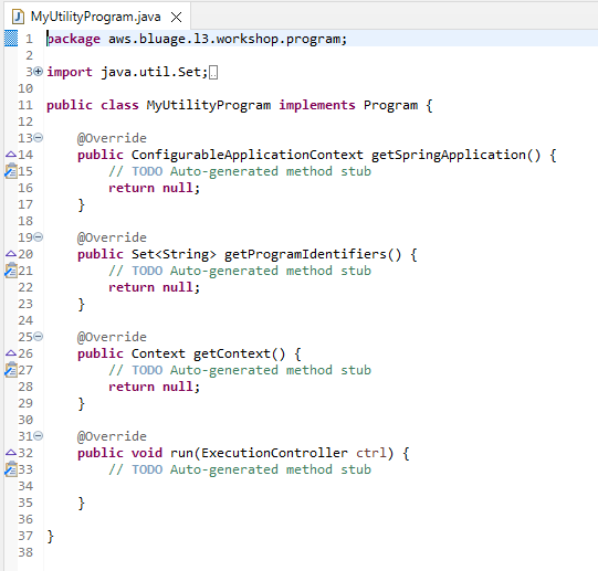 Creazione di una nuova classe di programma java - modifica del codice sorgente