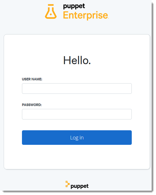 Pagina di accesso alla console Puppet
