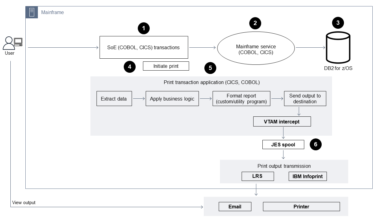 Processo in sei fasi per produrre un output visualizzabile.