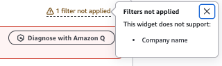 Esempio di filtro di riepilogo che non può essere applicato.