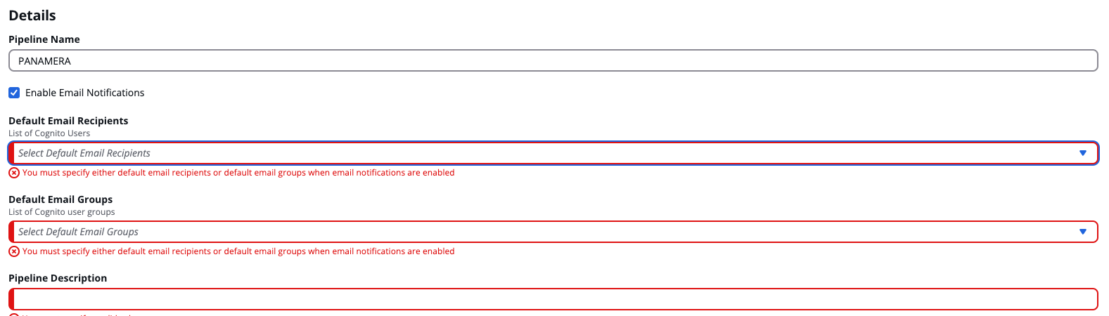 destinatari e-mail per la creazione di pipeline