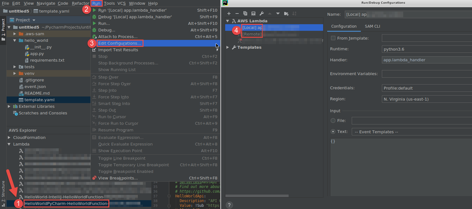 Scelta del comando Edit Configurations (Modifica configurazioni)