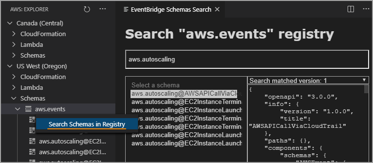 
                        Ricerca di uno schema EventBridge.
                    