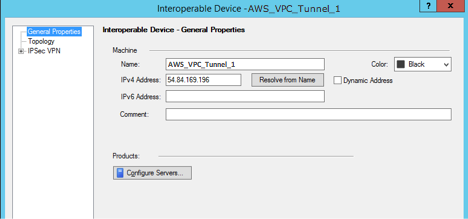 
                                    Finestra di dialogo Interoperable Device (Dispositivo interoperabile) di Check Point
                                