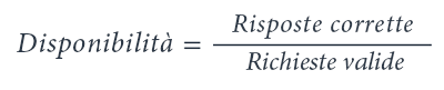 $\text{Availability} = \ \frac{\text{Successful}\ \text{Responses}\}{\text{Valid}\ \text{Requests}}$