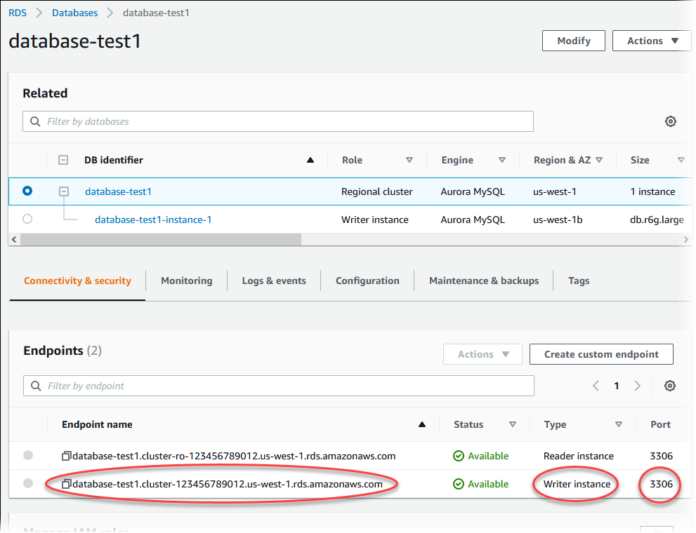 Aurora MySQL DB クラスターに接続します。