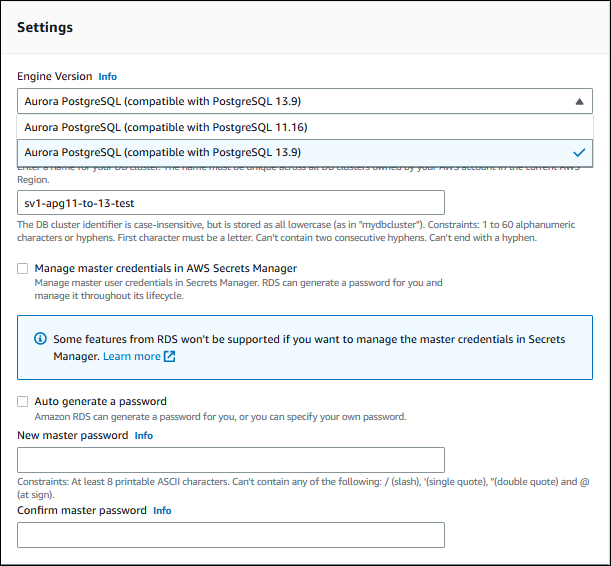 
                                    コンソールを使用した Aurora Serverless v1 DB クラスターのアップグレード
                                