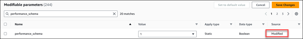 
						performance_schema パラメータの設定を表示します
					