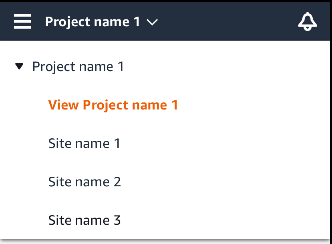 Project name dropdown with three site names listed. (AI generated)