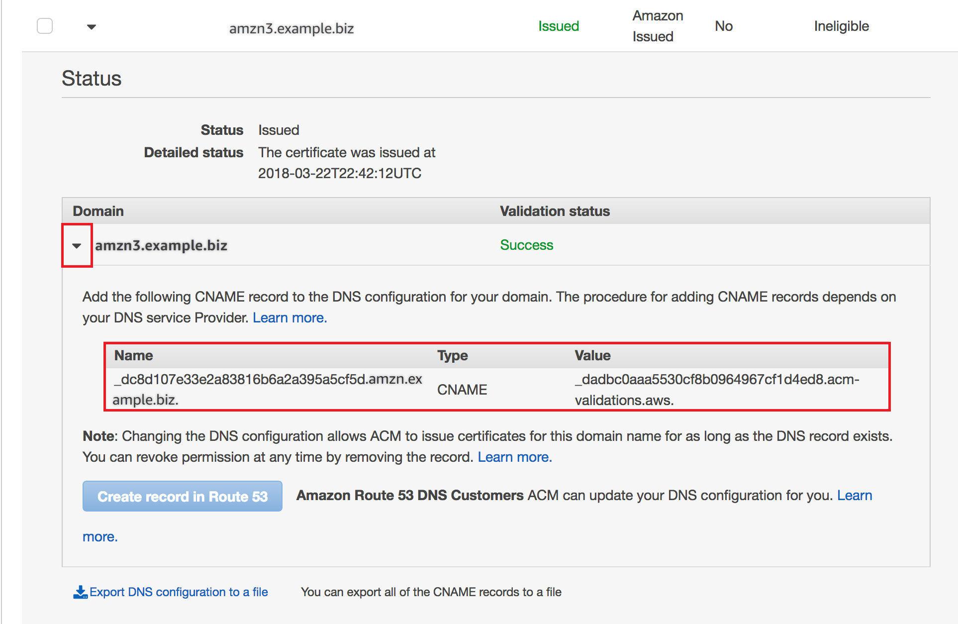 マネージド証明書の更新のトラブルシューティング AWS Certificate Manager