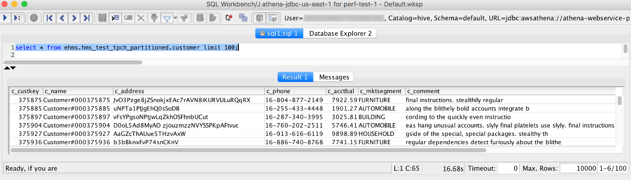 SQL Workbench でアカウント全体の Hive メタストアと Amazon S3 データにアクセスします。