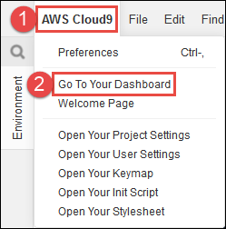 AWS Cloud9 ダッシュボードを開く