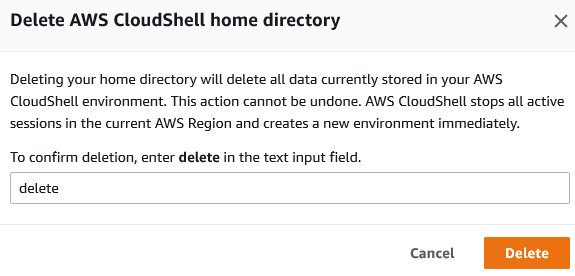 [Delete home directory] (ホームディレクトリの削除) ボタンをアクティブにする。