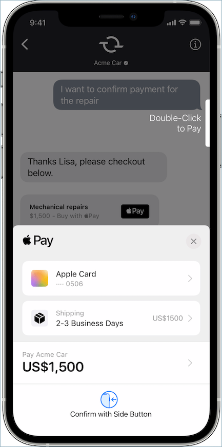 Apple Pay を使用したスマートフォンの写真。
