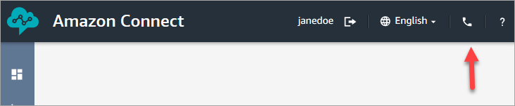 
                        Amazon Connect 管理ウェブサイト、右上隅の電話アイコン。
                    