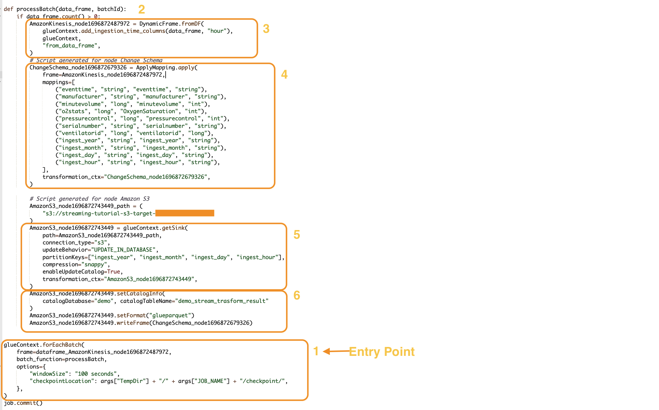 このスクリーンショットは、上記の例の Amazon CloudWatch モニタリングのログの、AWS Glue を示しています。必要なエグゼキュターの数 (オレンジ色の線) を参照し、手動で調整する必要なく、それに合わせてエグゼキュターをスケールします (青色の線)。