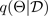 Mathematical formula showing q(θ|D) representing a probability distribution.