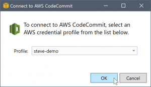 AWS 認証情報プロファイルの選択