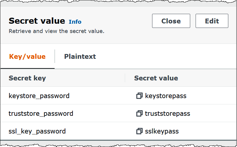 Secrets Manager에서 SSL 보안 암호 검색