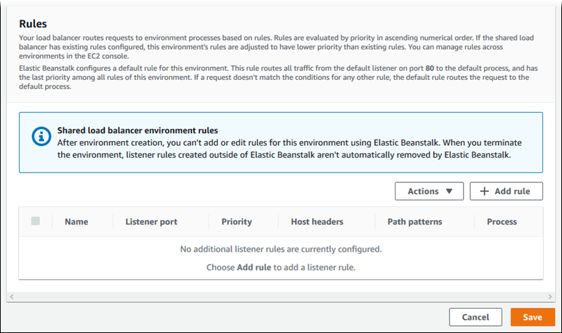 
          Application Load Balancer 구성 - 규칙 목록
        