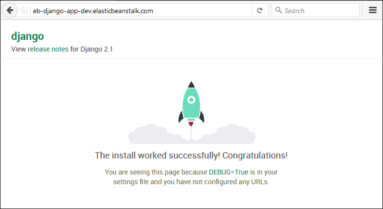              Elastic Beanstalk에 배포된 Django 웹사이트 시작 페이지           